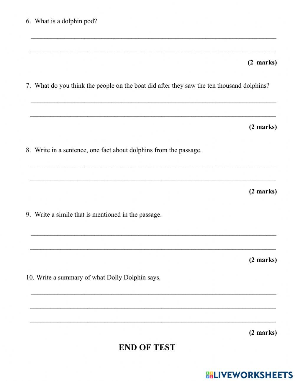 Weekly Test- Comprehension