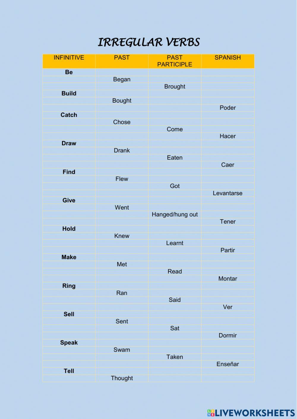 Irregular verbs