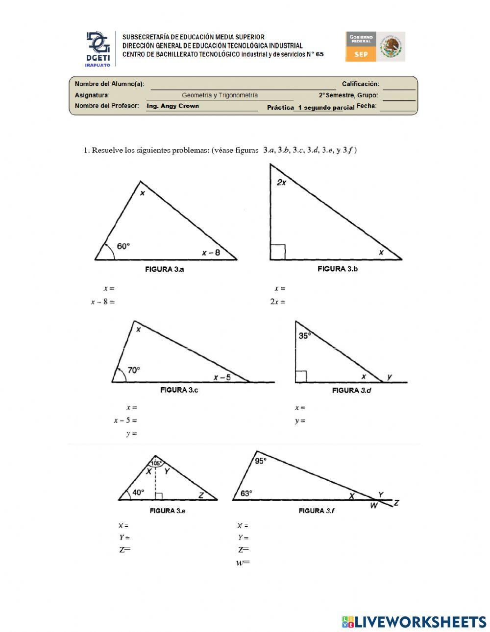 Tríangulos teorema de angulos internos