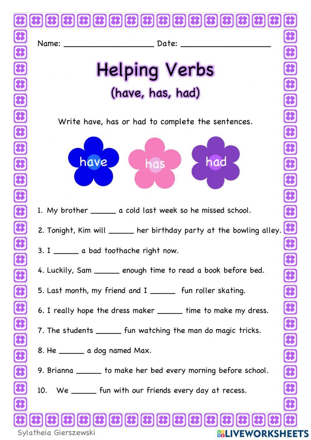 Helping Verbs (have, has, had)