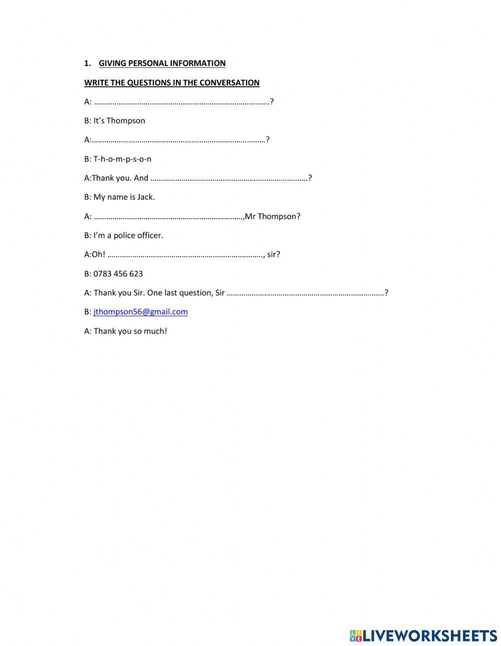 personal information