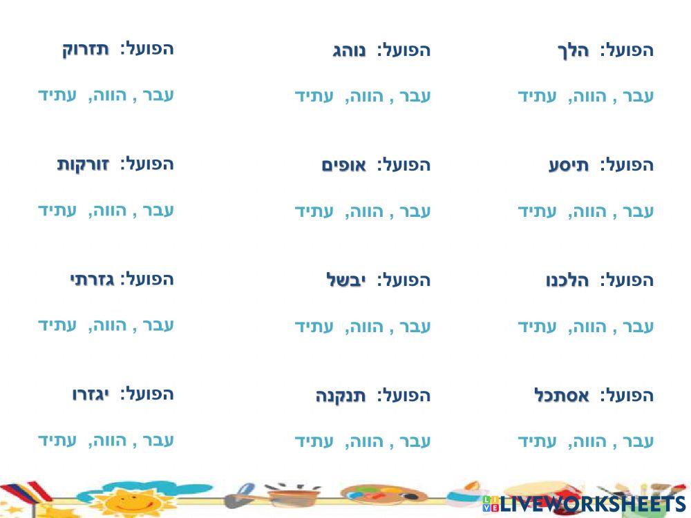 מיון פעלים לזמנים