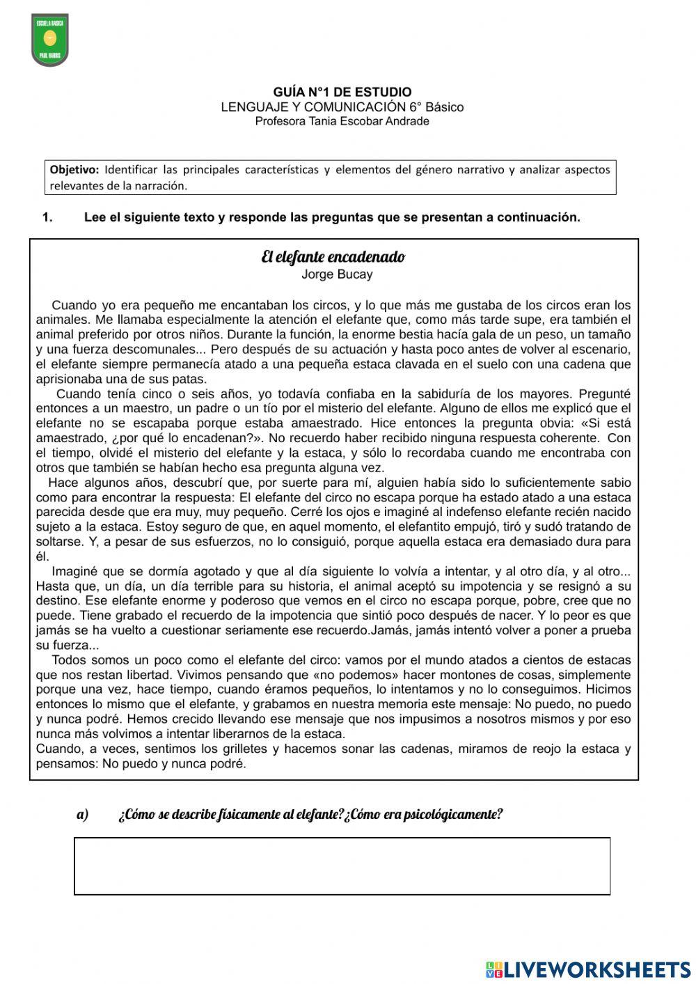 Guía n°1 Lenguaje 6- Trabajo autónomo