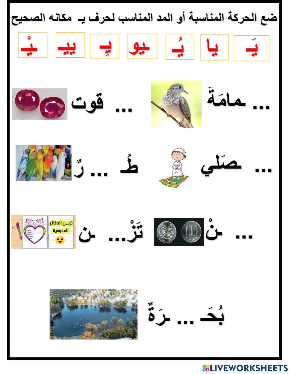 حركات ومدود حرف ي