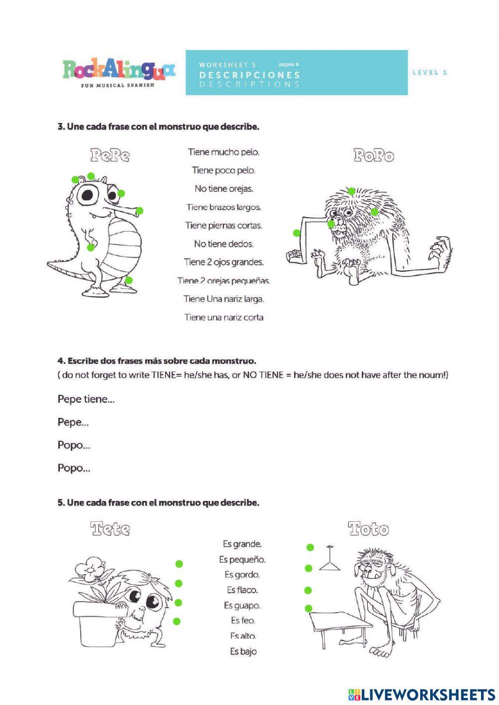 Rock a Lingua adjetivos monstruo