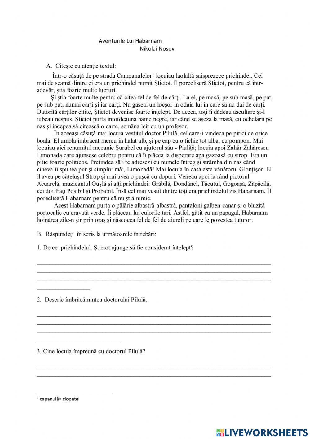 ,,Aventurile Lui Habarnam” , de Nikolai Nosov