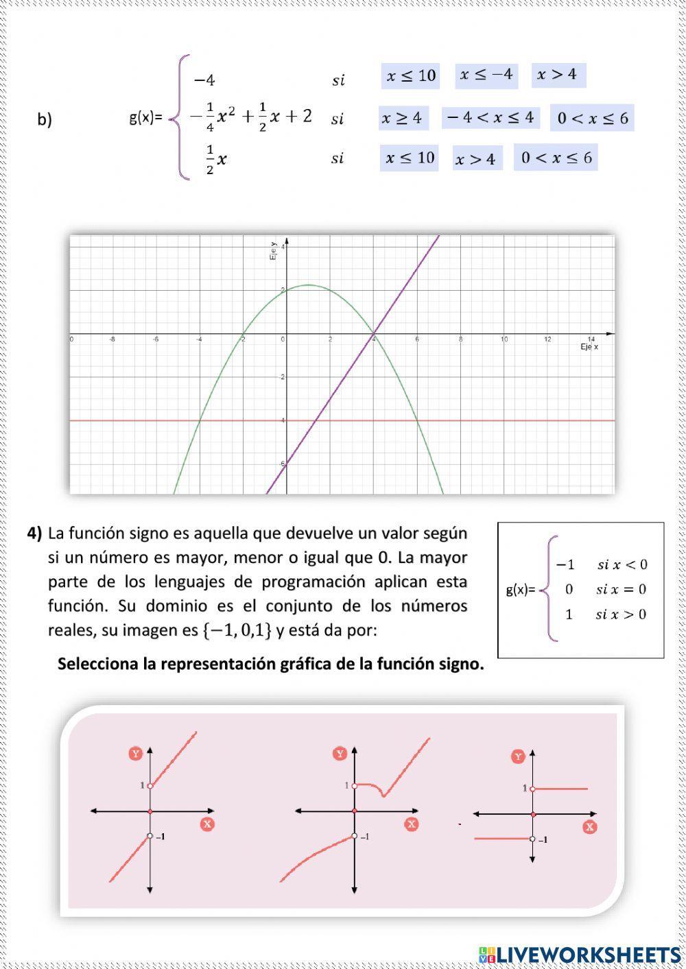 Función por partes o a trozos. Función por partes o a trozos.