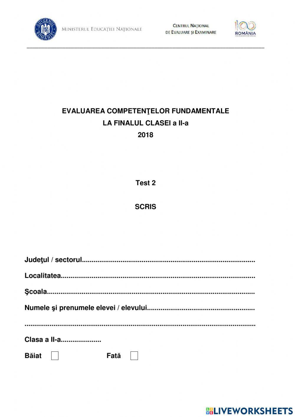 EN scris antrenament