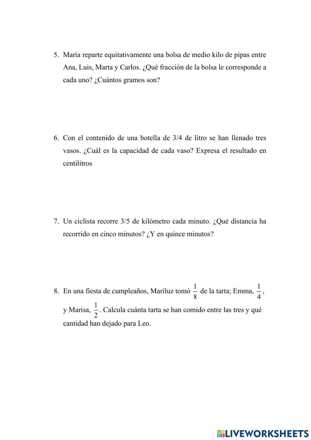 Operaciones con fracciones