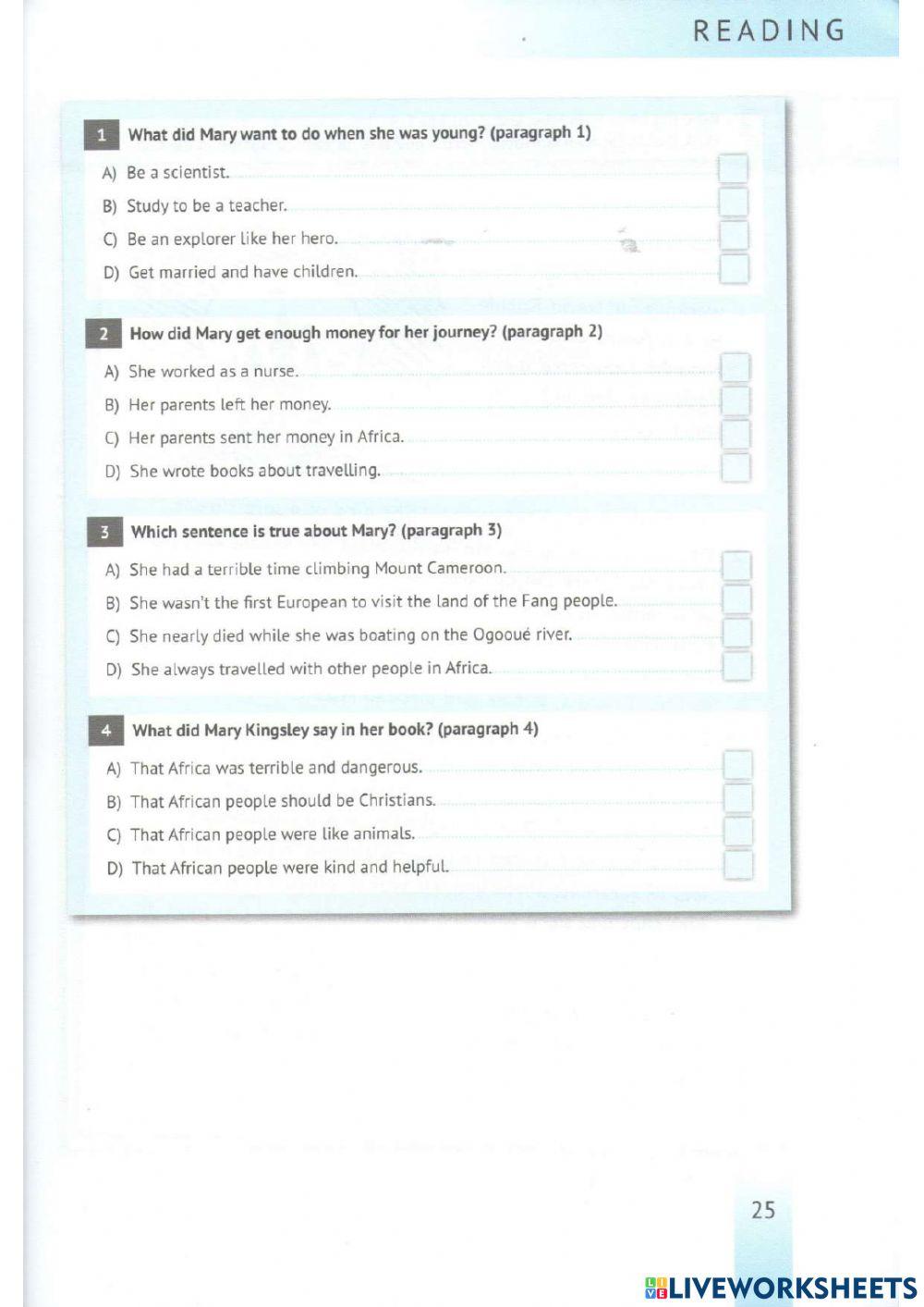 English Test Training A2 - Reading 10-14