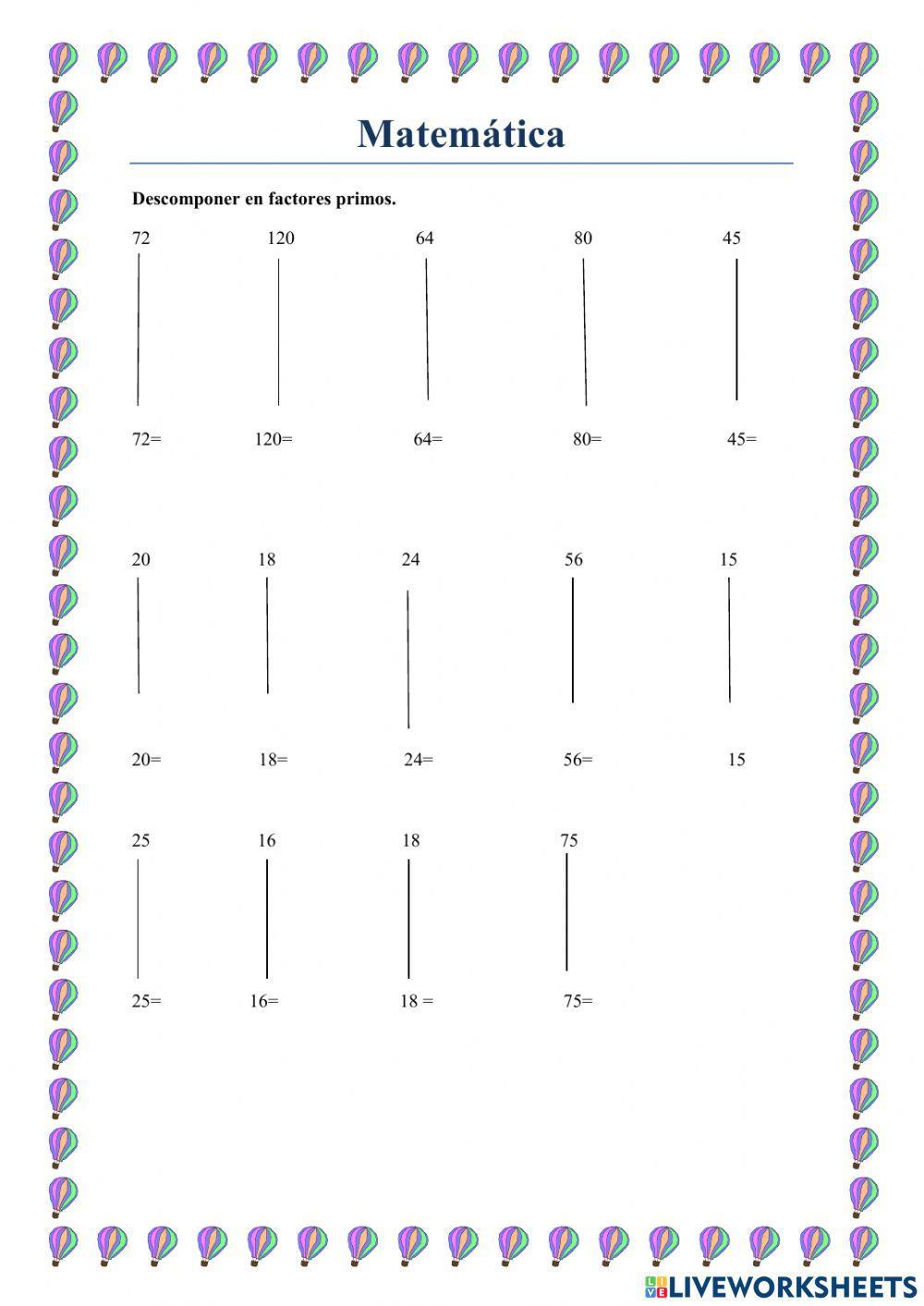 Descomponer en factores primos