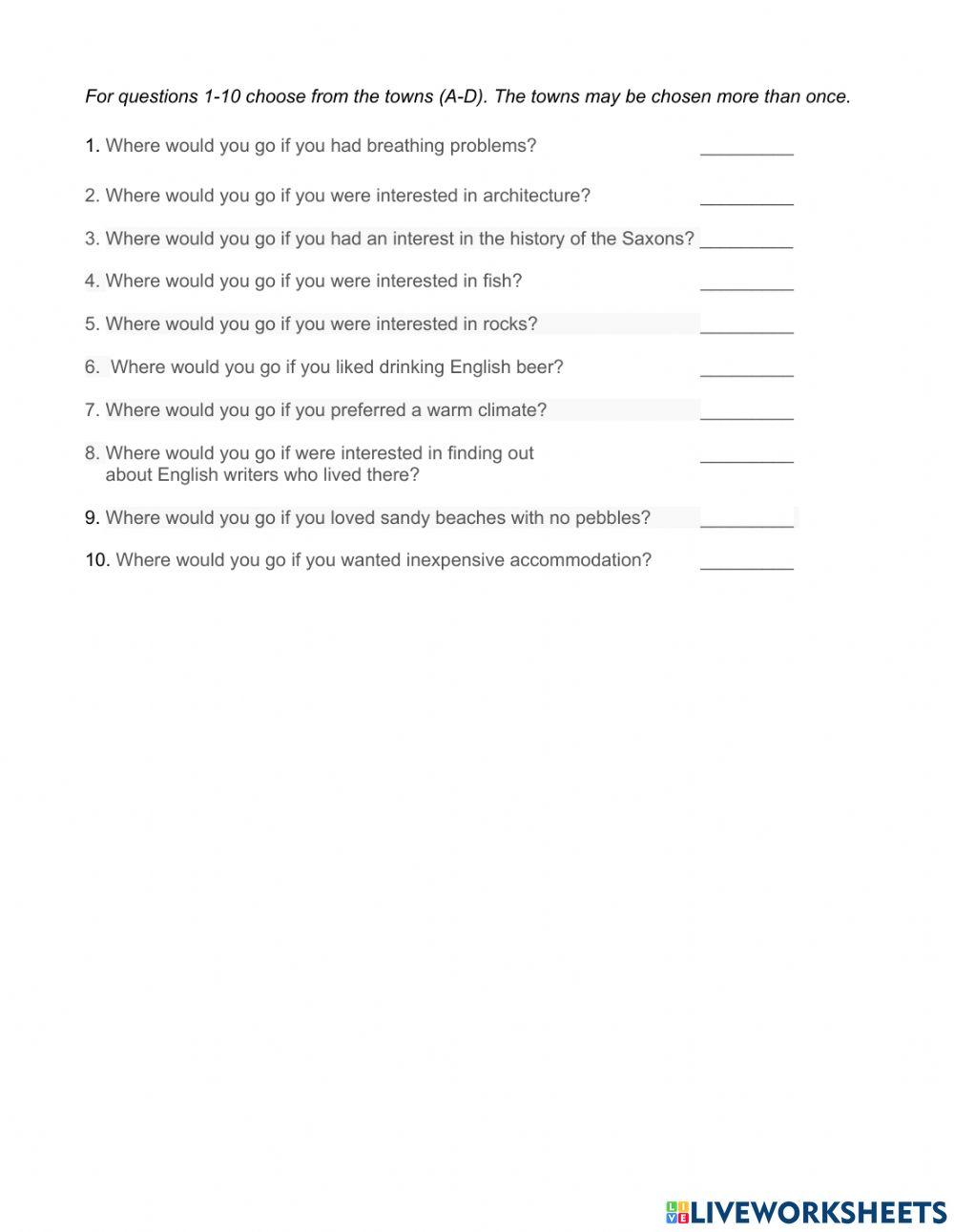 Exercise 2 IGCSE ESL