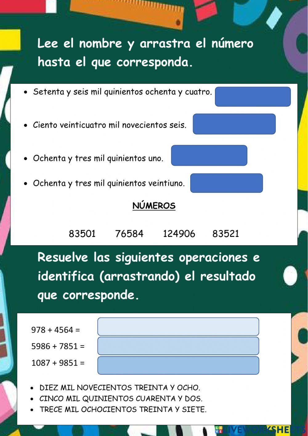 Matemática- números de 5 y 6 cifras