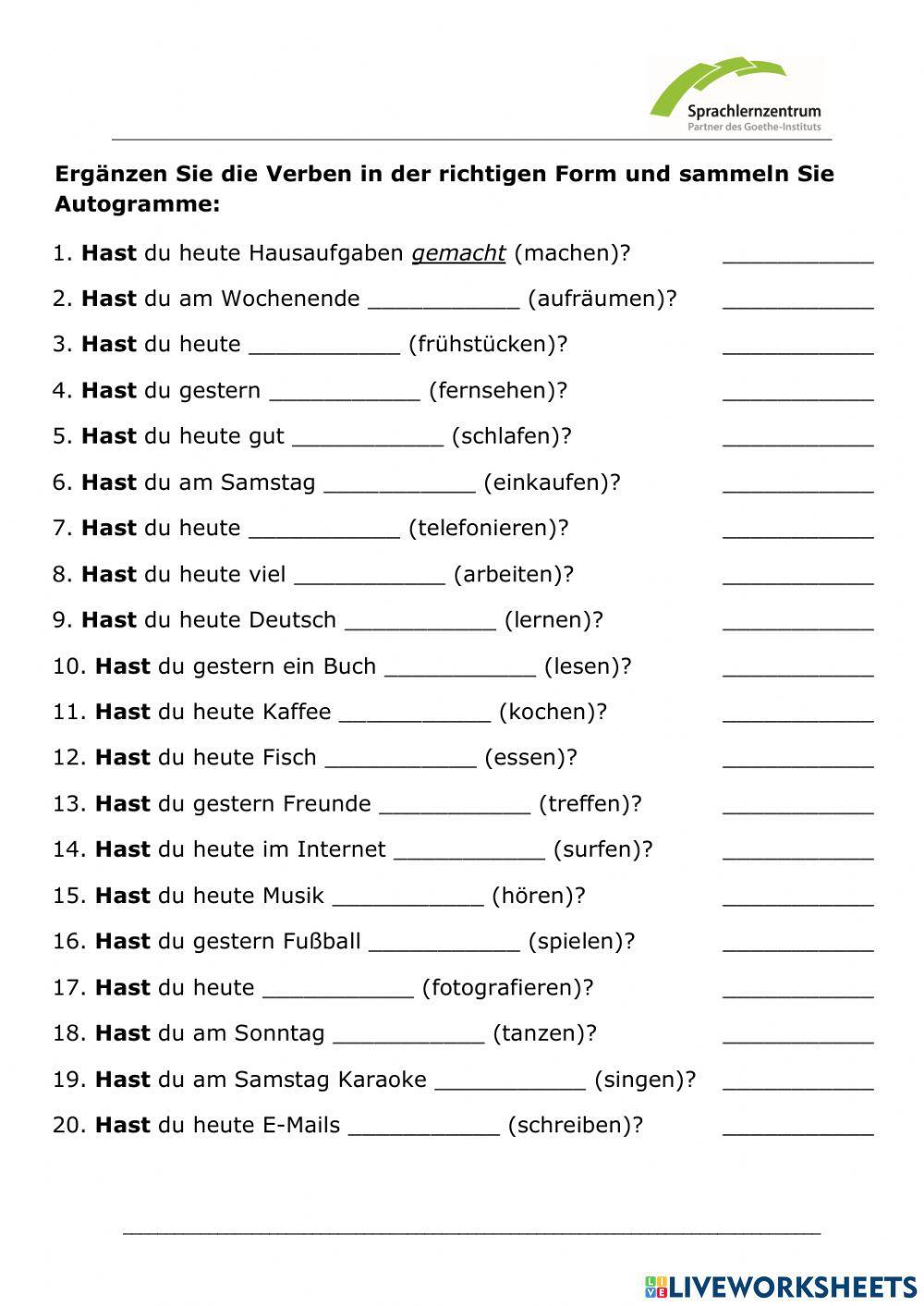 A1.1 Perfekt-Interview A1.1 Perfekt-Interview