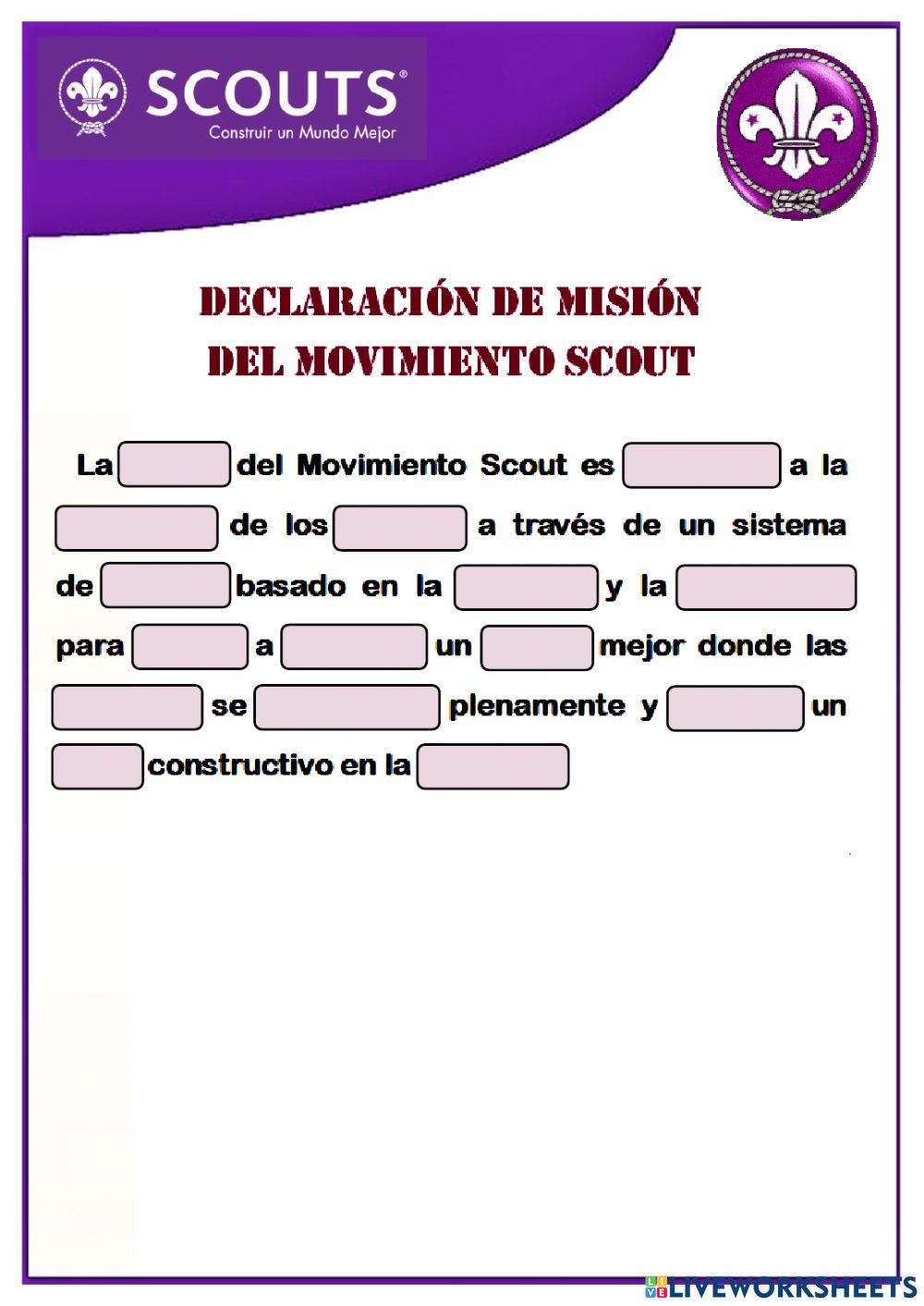 Misión Movimiento Scout worksheet Live Worksheets