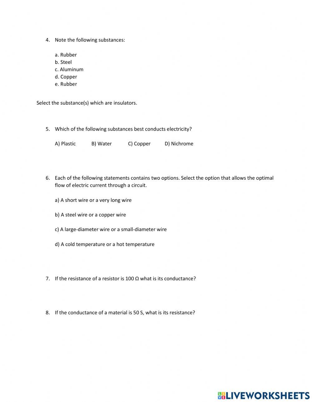 Resistance and Conductance Resistance and Conductance