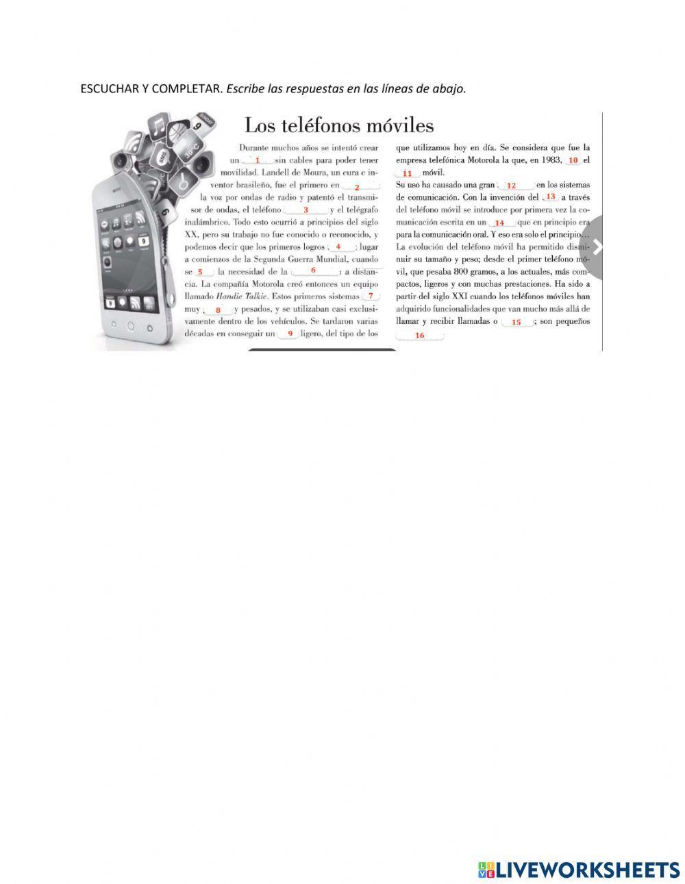 Tecnología: El teléfono móvil (actividad escuchar)