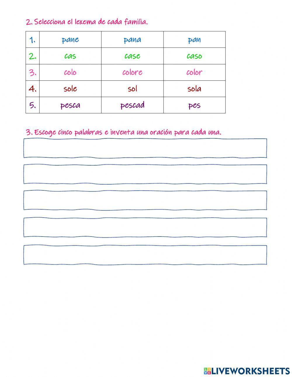 Familias de palabras