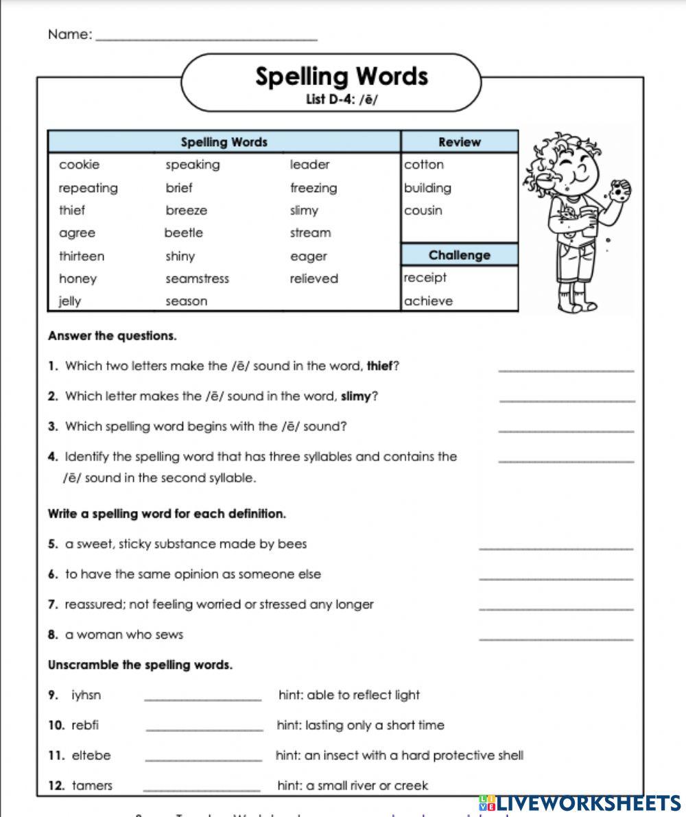 Questions worksheet d-4 5th grade