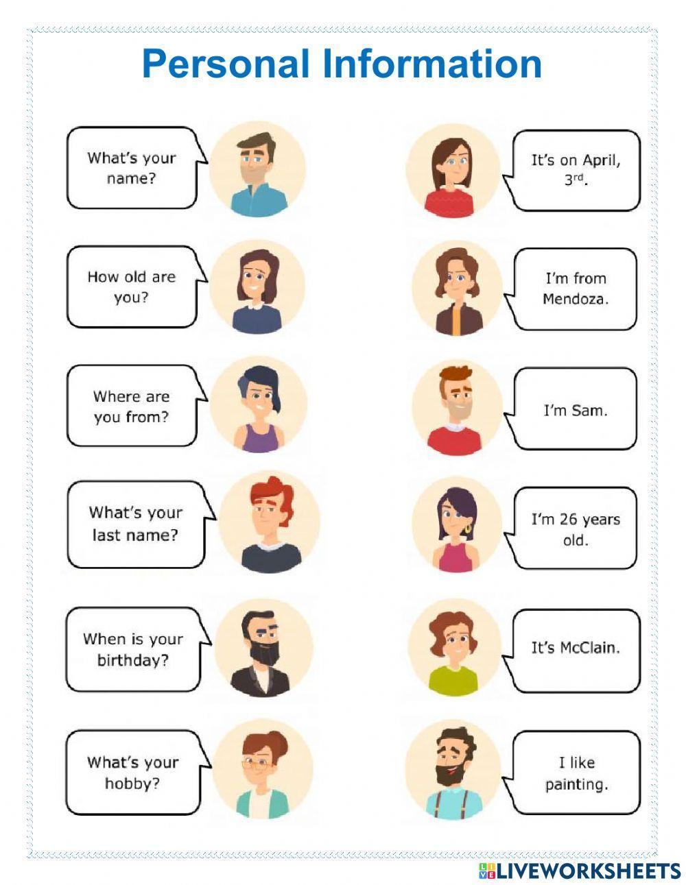 Personal Information online exercise for segundo grado | Live Worksheets