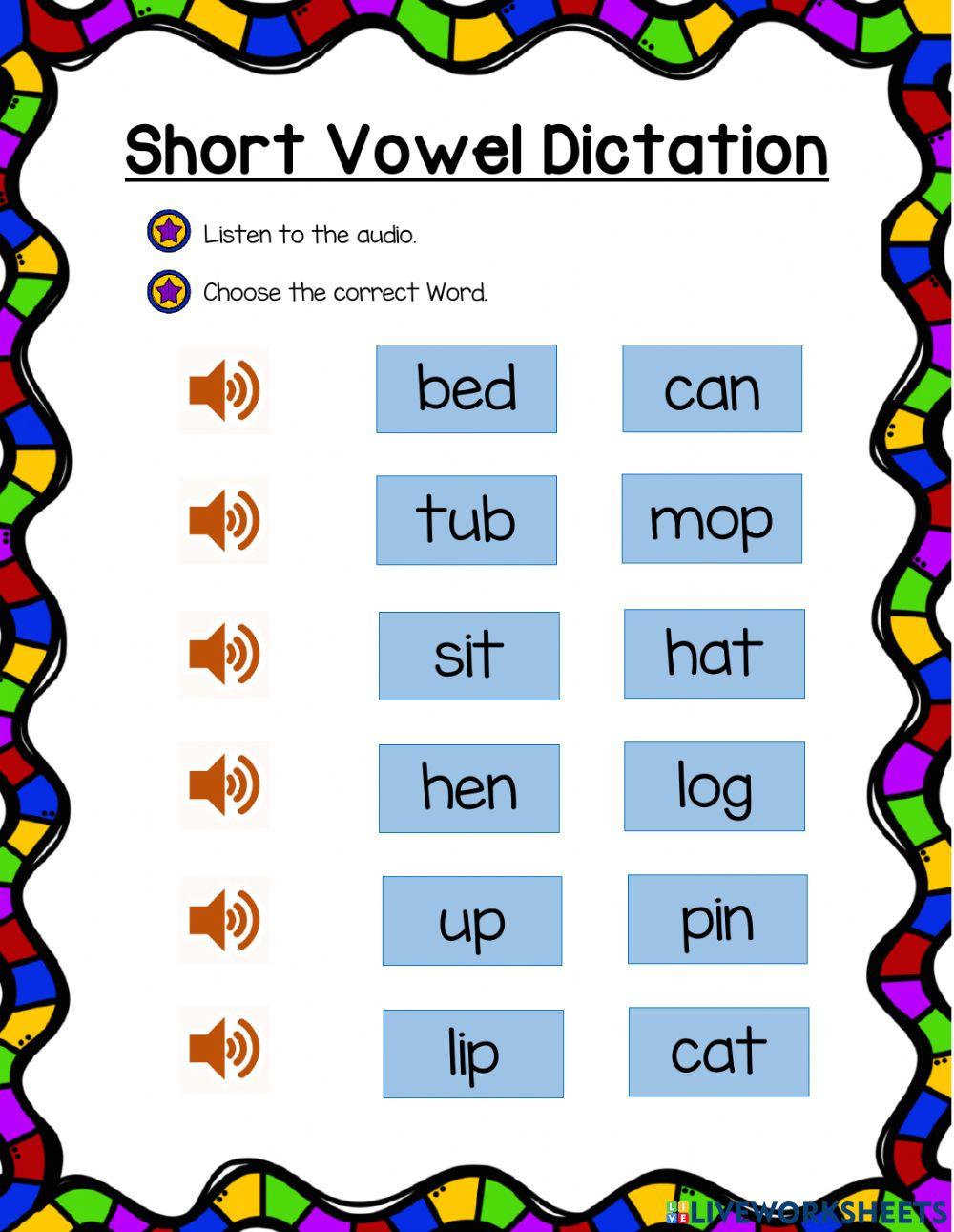 Short Vowel Dictation