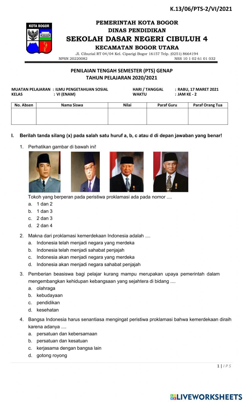 Soal PTS Genap Mupel  IPS