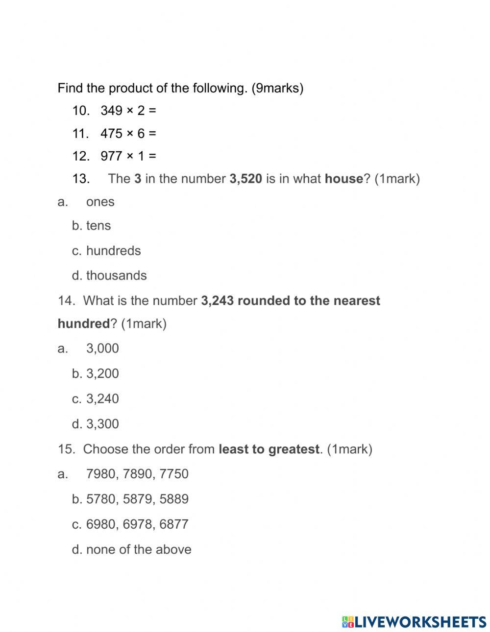 Mathematics Test