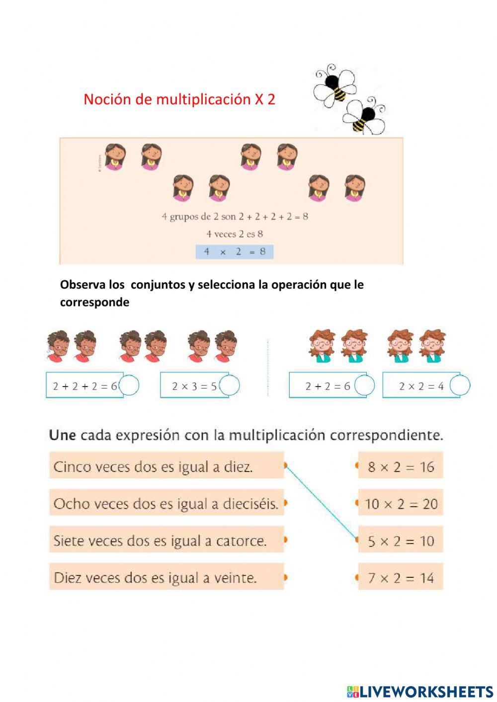 Noción de multiplicación X 2