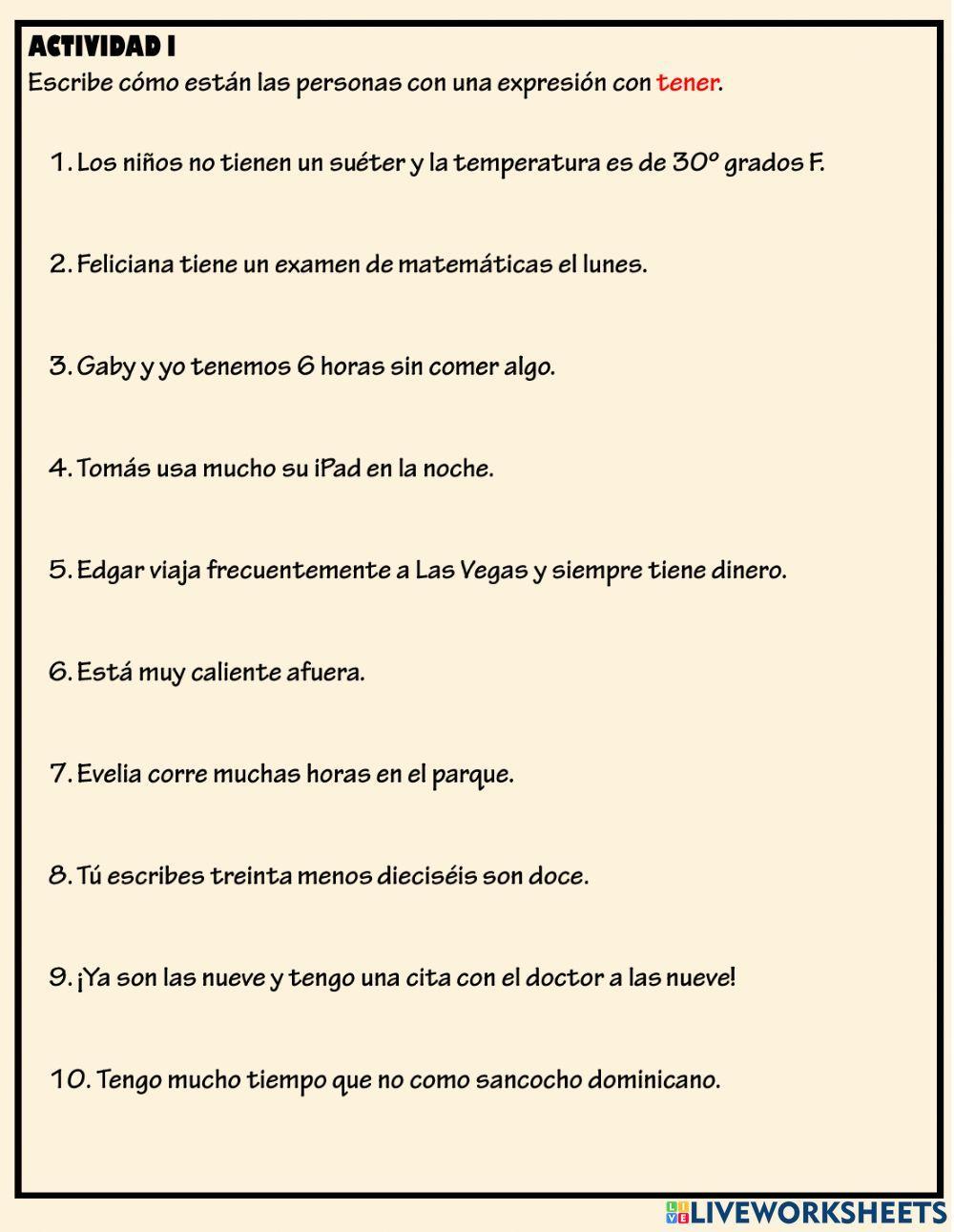 SPAN 1 Pág 120 Tener