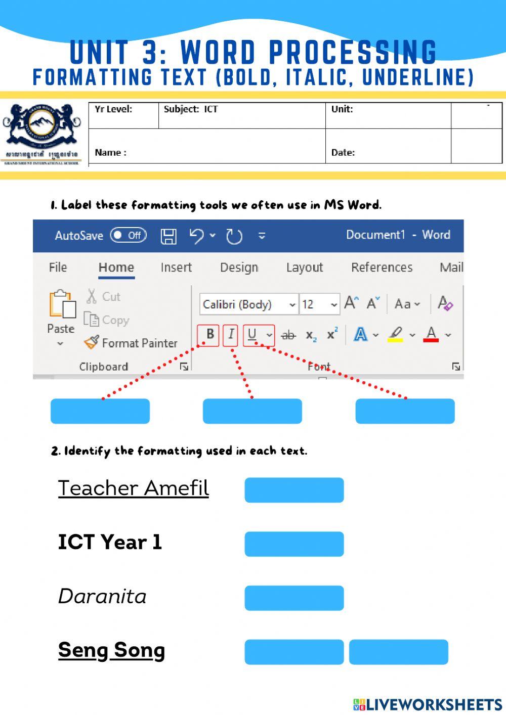 Formatting Text In MS Word Live Worksheets formatting-text-in-ms-word-live-worksheets