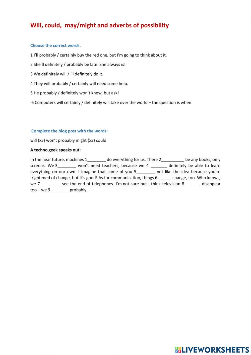 Will, could, may-might