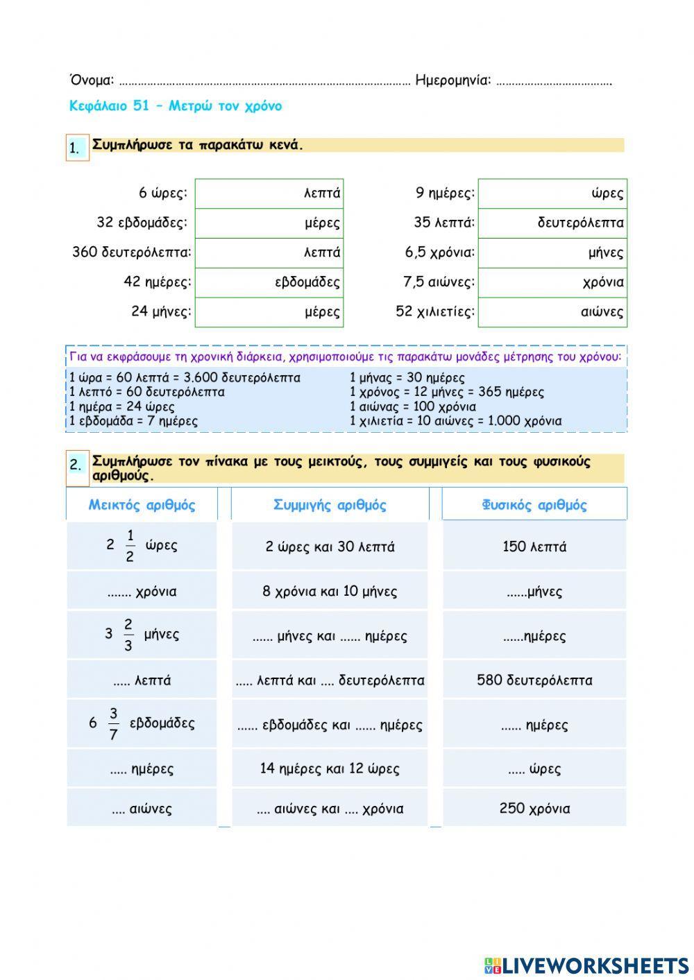 Κεφάλαιο 51 - Μετρώ τον χρόνο