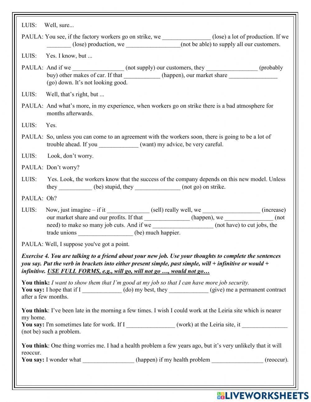 1st and 2nd conditionals
