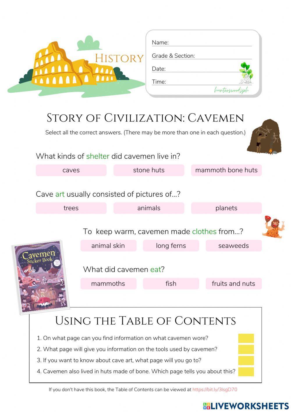 Story of Civilization: Cavemen (HuntersWoodsPH Montessori History)