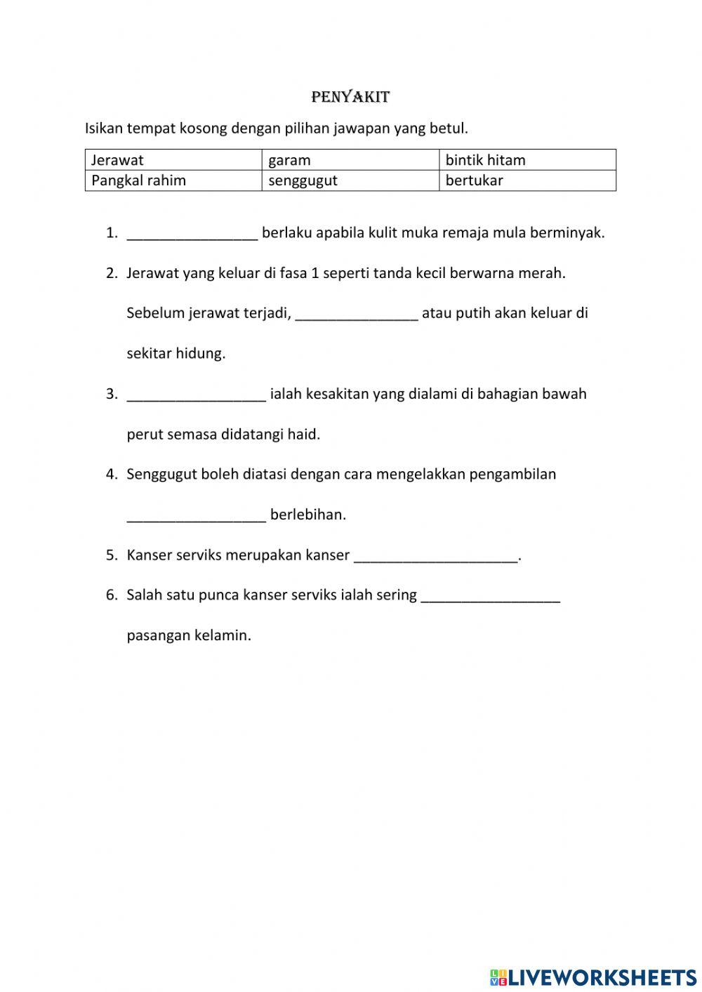 Pendidikan Kesihatan- Penyakit