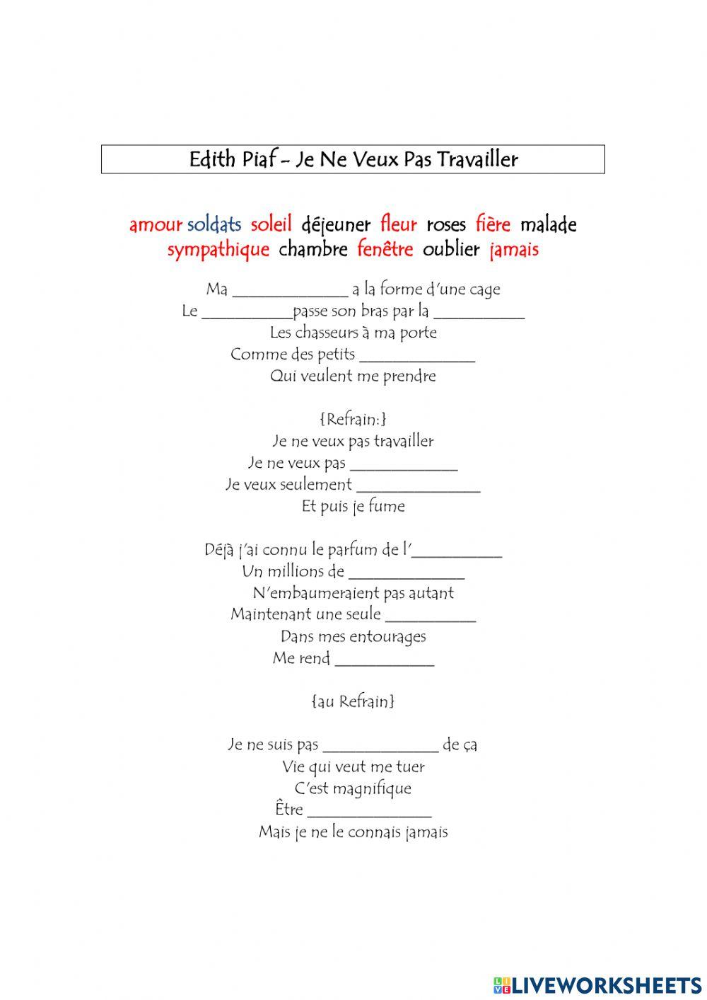 Je ne veux pas travailler