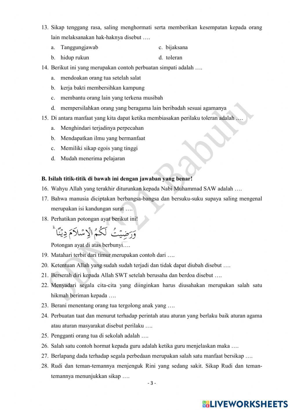 Uts pai kls 6 semester 2