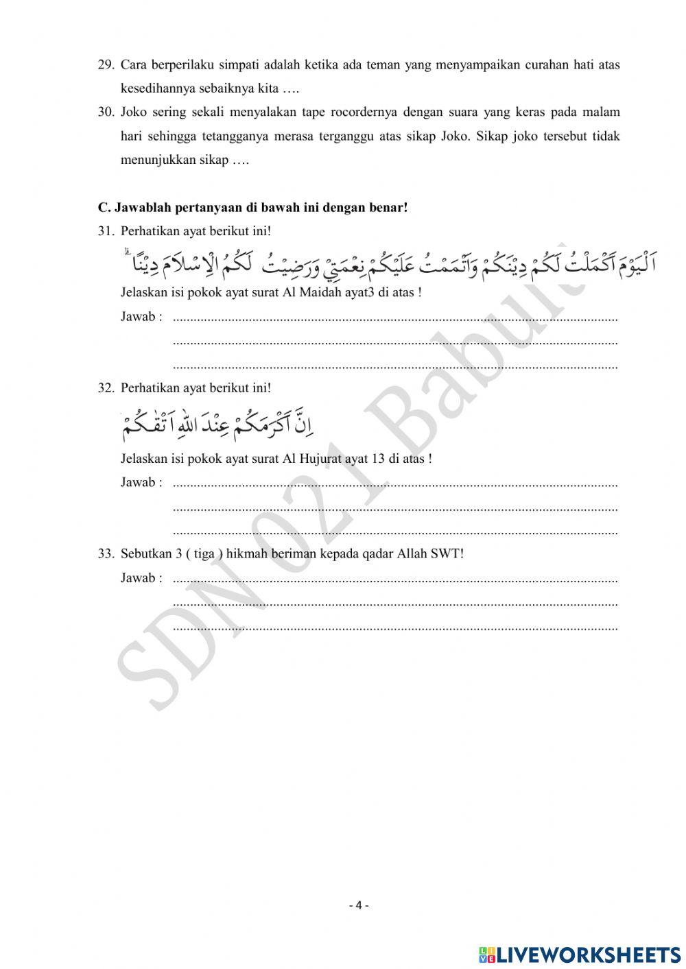 Uts pai kls 6 semester 2