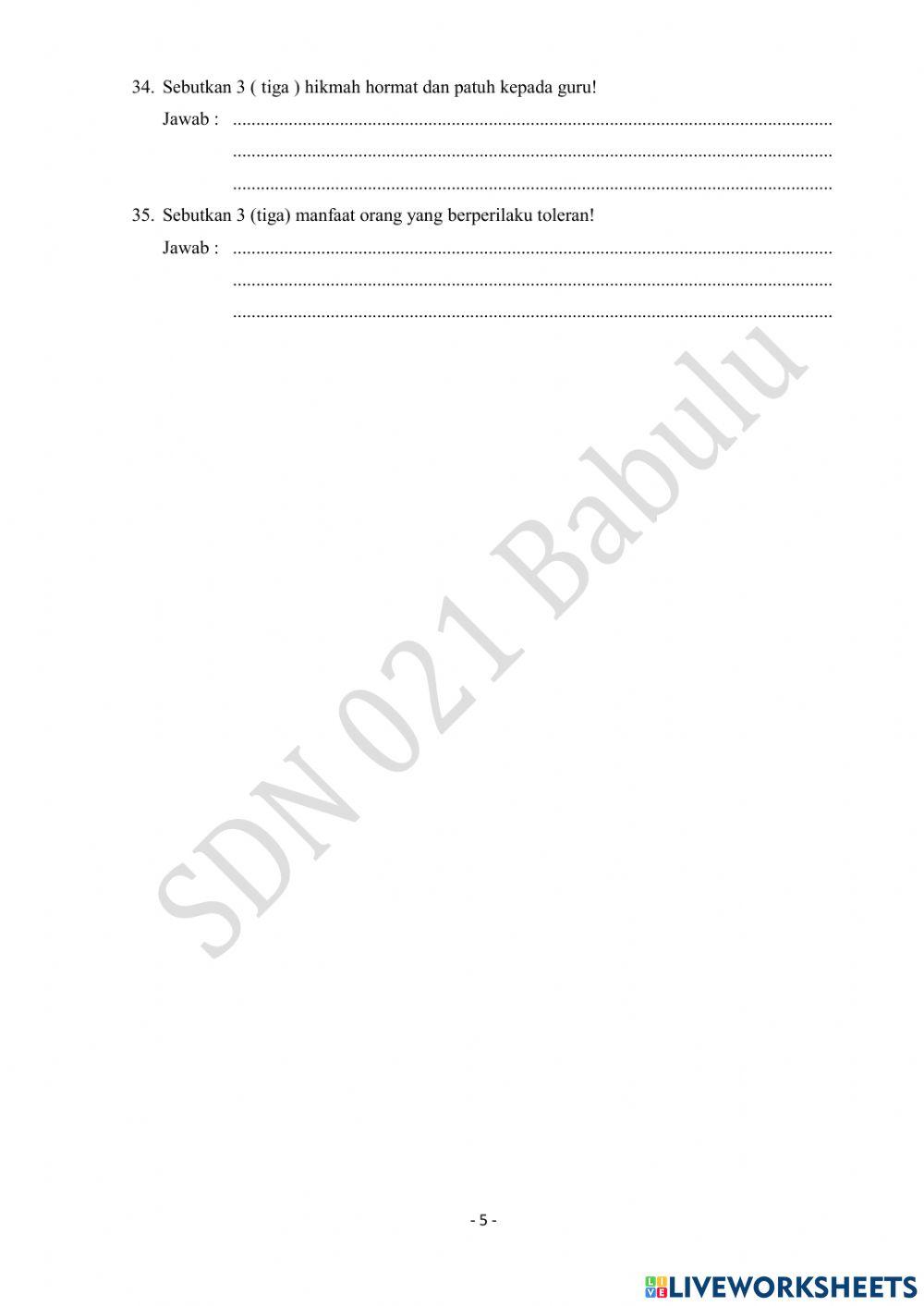 Uts pai kls 6 semester 2