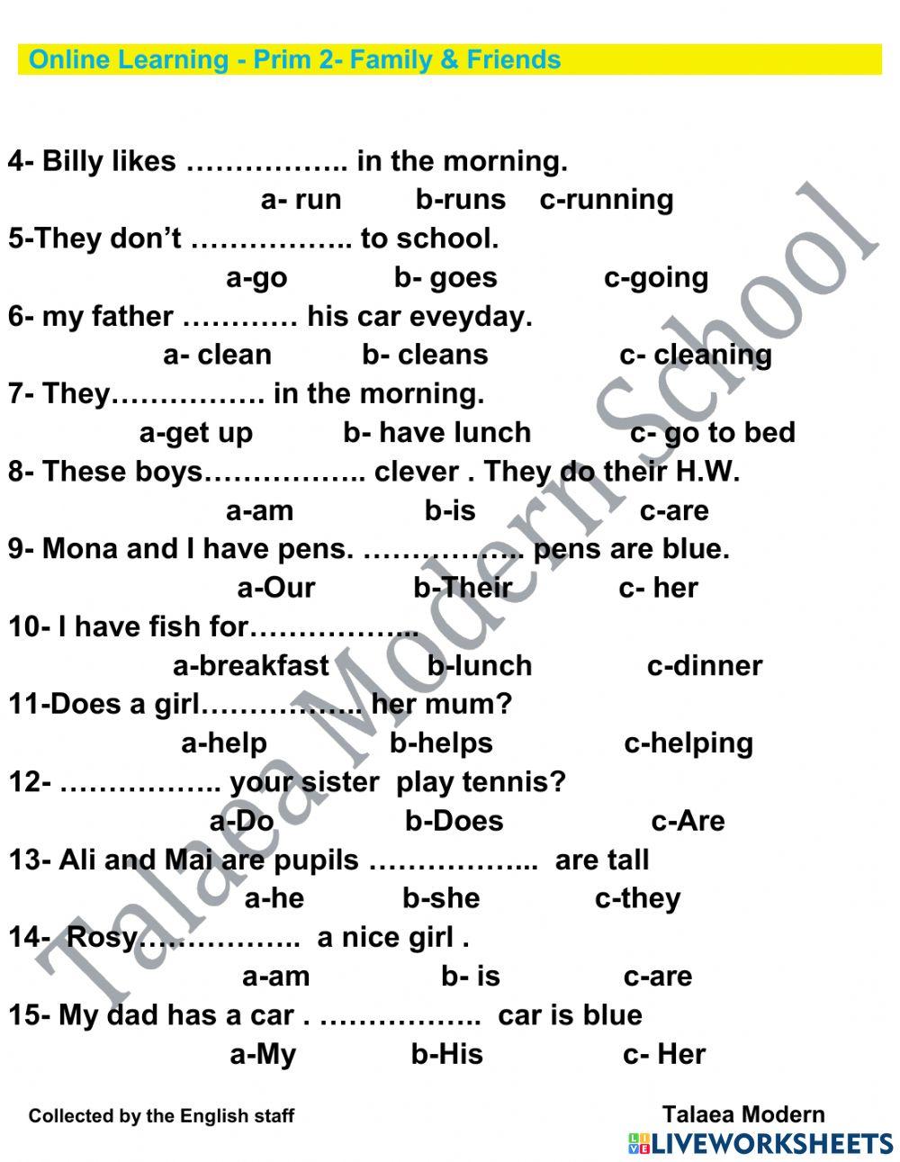 Family - Friends  - Prim 2 - Study Practice