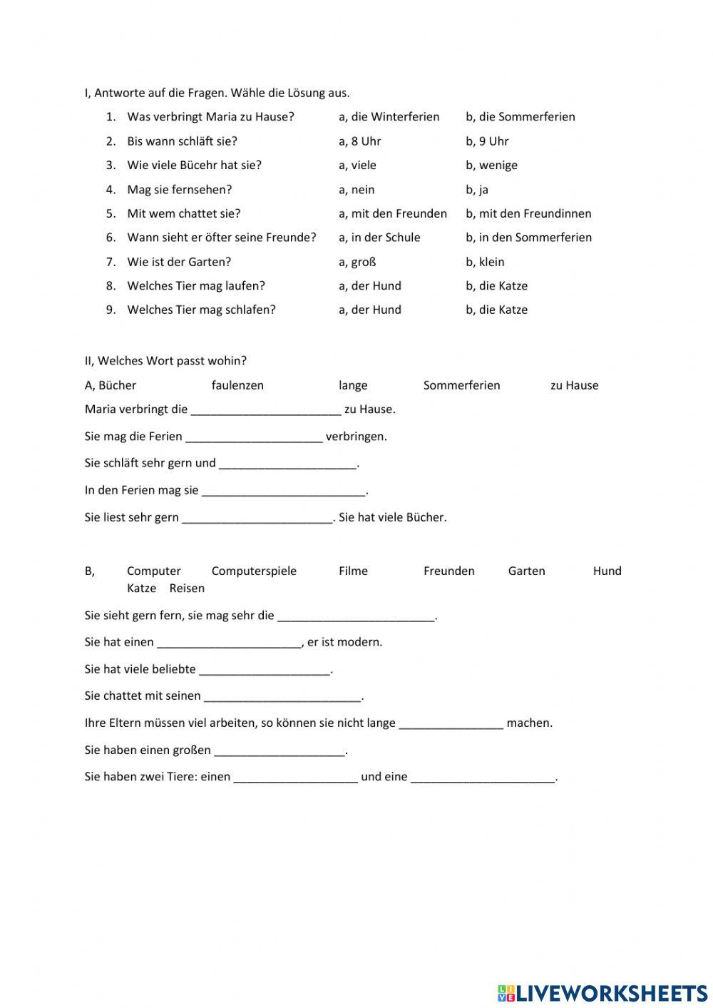 Hörverstehen - Sommerferien