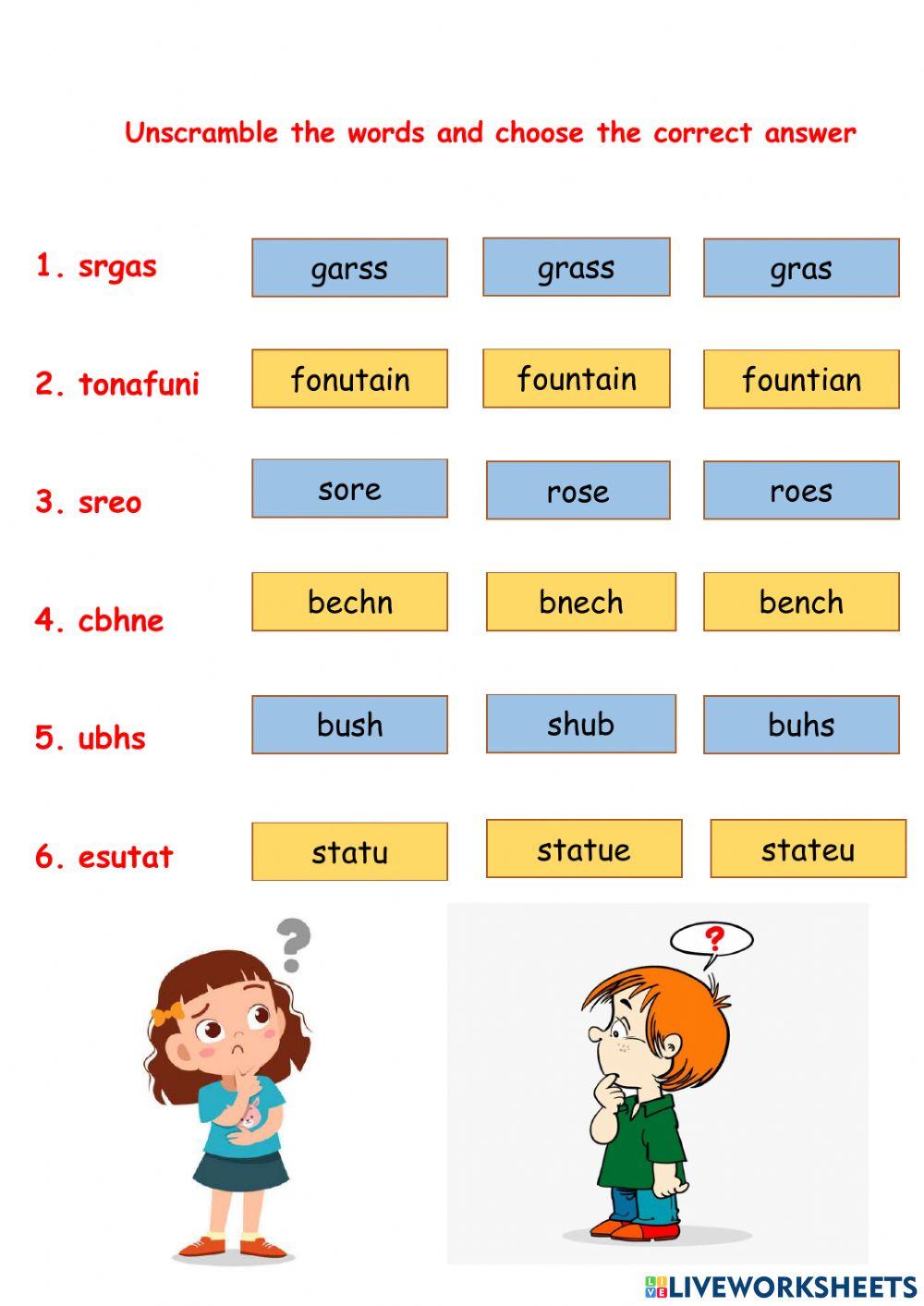 words-in-a-park-unscramble-words-worksheet-live-worksheets