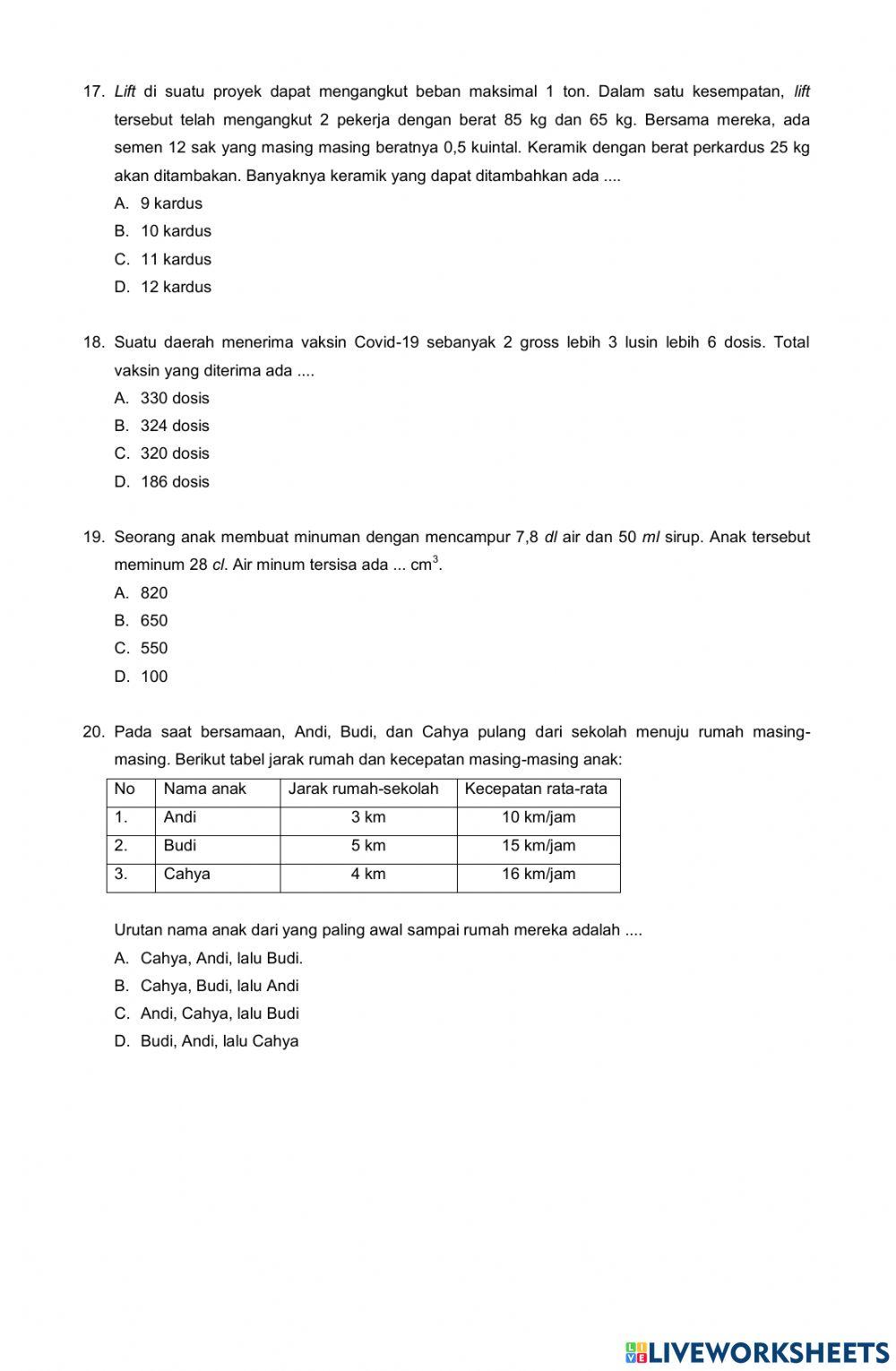 Latihan ASPD Matematika