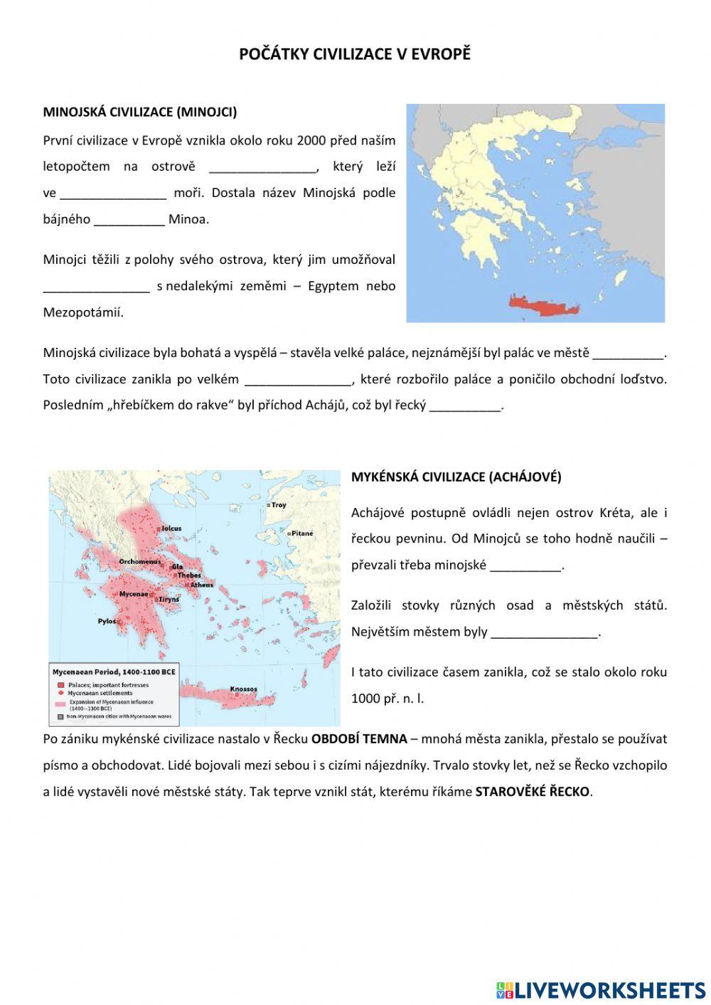 Počátky civilizace v Evropě (starověké Řecko)