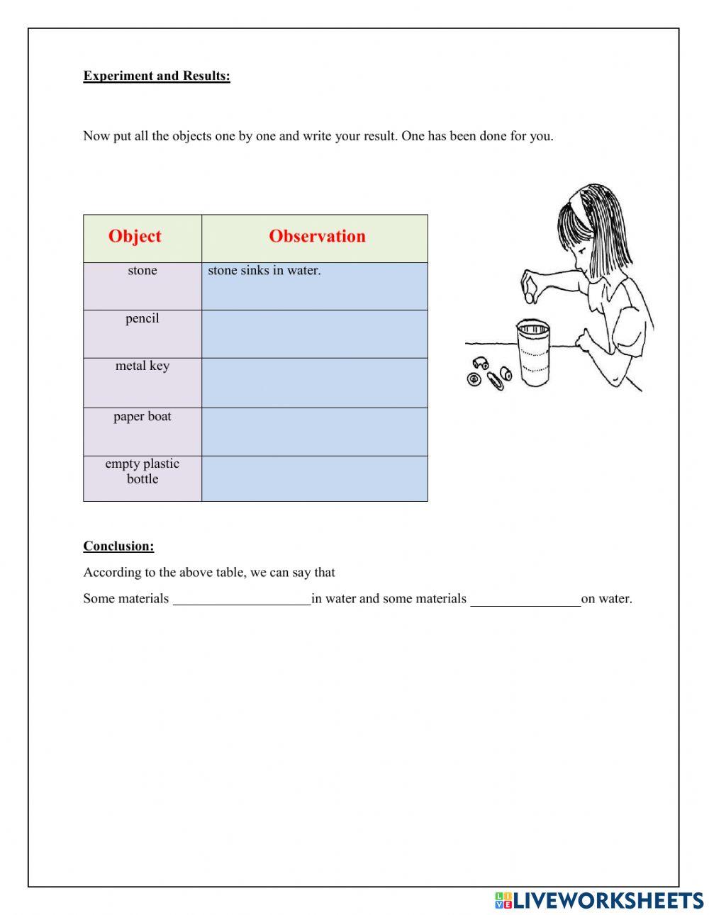Scientific Enquiry-sinking and floating