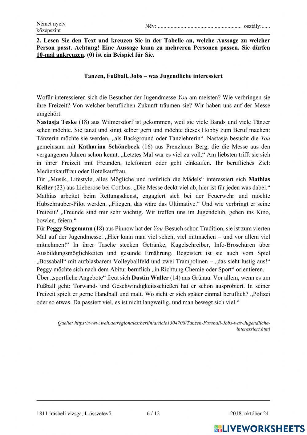 Abitur Oktober 2018 Leseverstehen 2