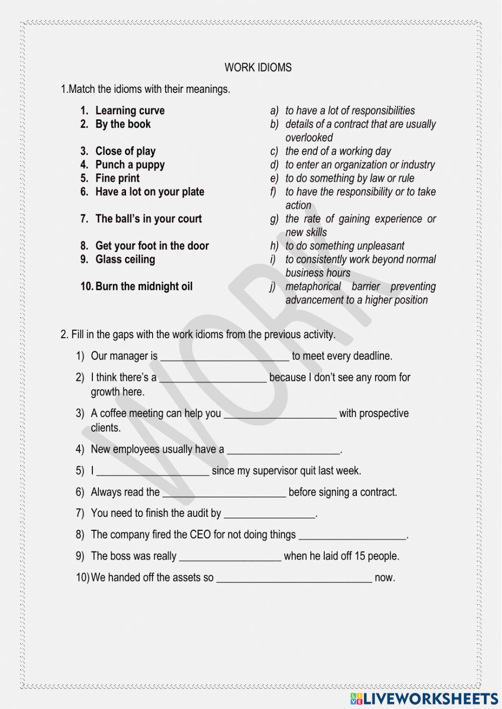 Work-Business Idioms