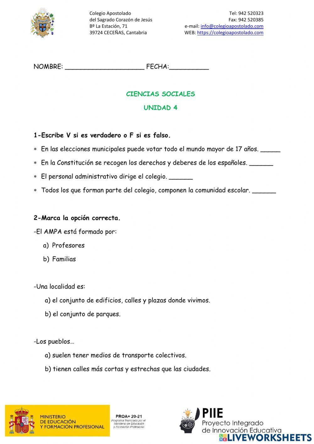 Ciencias sociales. La localidad.