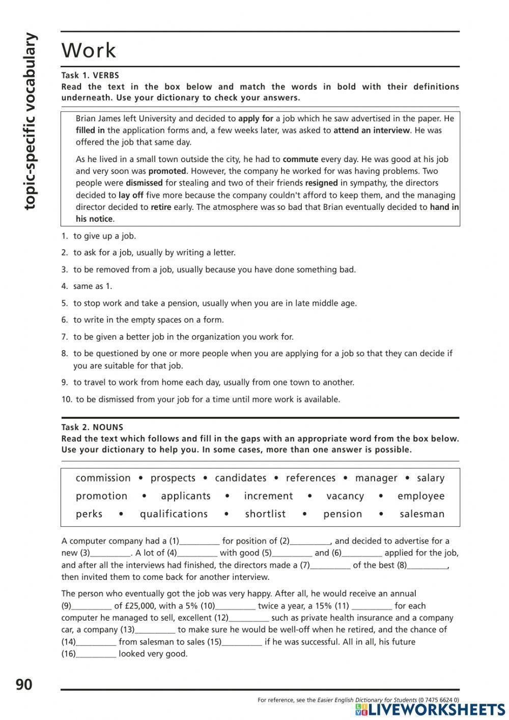 Work - Vocabulary FCE