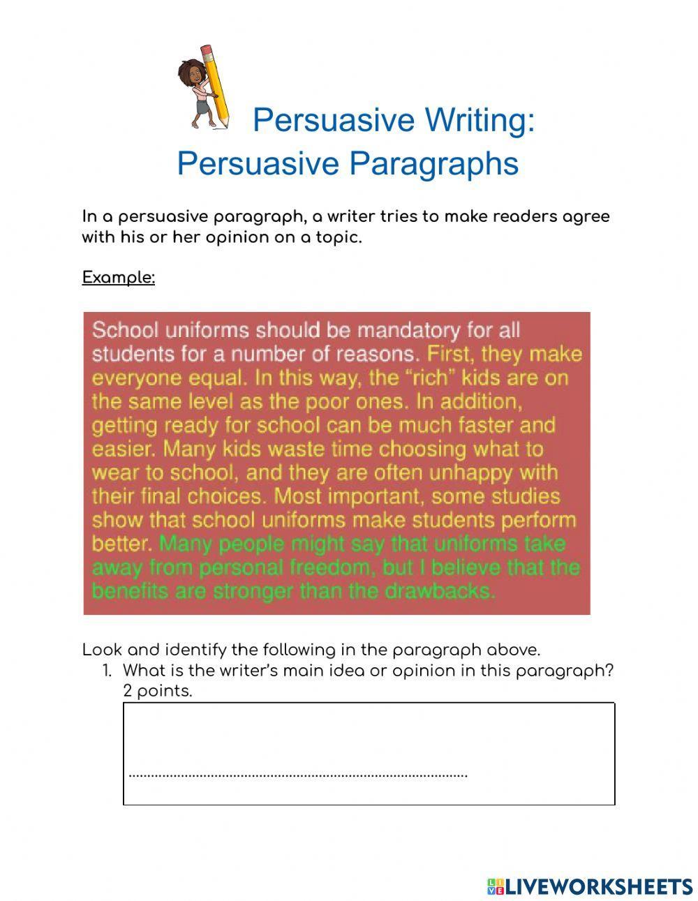 824410 | Persuasive Writing: The Persuasive Paragraph